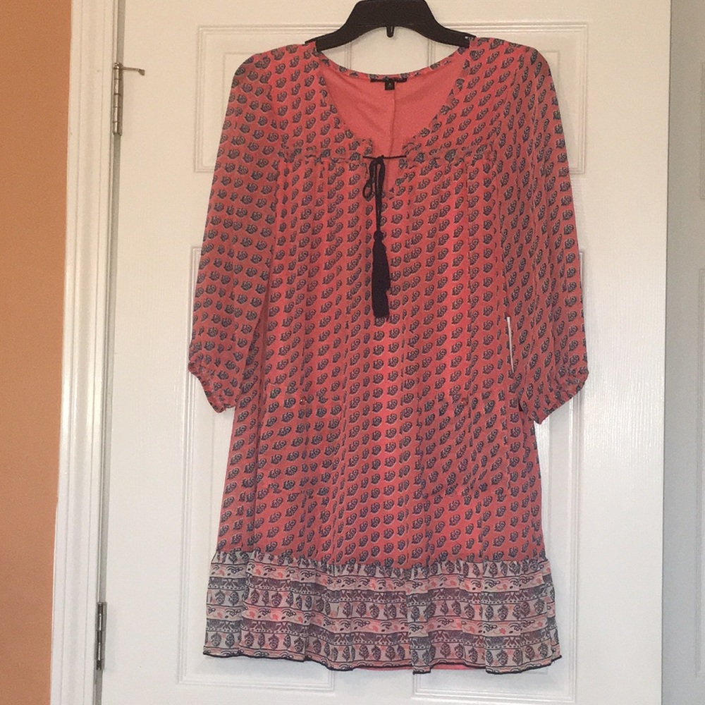 A printed polyester dress.